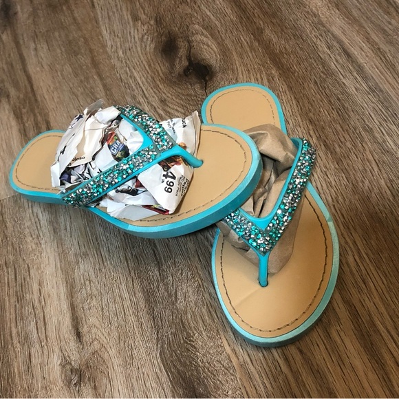 Teal sparkle flip flop L(2/3) - Picture 1 of 4